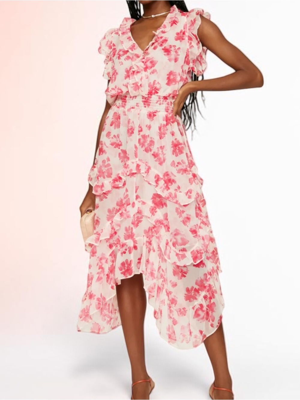 New! Misa Los Angeles Dakota Dress Watermelon Blossom Size Small